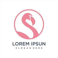 beautiful flamingo with a simple line design style. vector