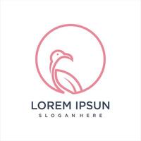 beautiful flamingo with a simple line design style. vector