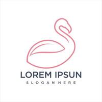 beautiful flamingo with a simple line design style. vector