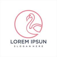 beautiful flamingo with a simple line design style. vector