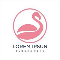 beautiful flamingo with a simple line design style. vector