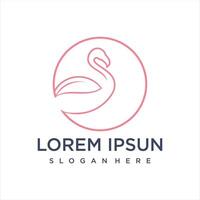 beautiful flamingo with a simple line design style. vector