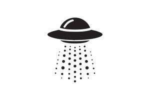 flat UFO icon illustration design. UFO alien spacecraft black silhouette vector