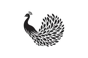 Peacock Silhouette. Beauty peacock silhouette illustration vector