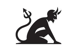 silhouette of a devil with horns vector