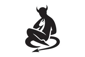 silhouette of a devil with horns vector