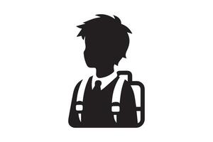 A boy with school bag silhouette. Back to school vector
