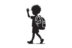 A boy with school bag silhouette. Back to school vector