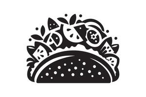 Grilled beef taco silhouette vector