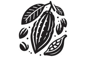 cocoa logo, cocoa bean, cocoa tree, cocoa branches and leaves. Simple illustration of cocoa branch icon vector