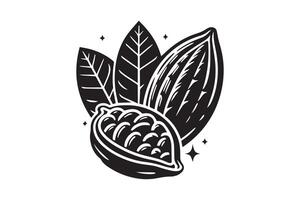 cocoa logo, cocoa bean, cocoa tree, cocoa branches and leaves. Simple illustration of cocoa branch icon vector