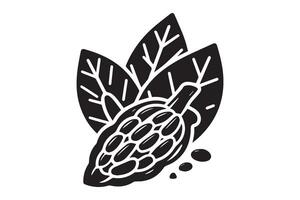 cocoa logo, cocoa bean, cocoa tree, cocoa branches and leaves. Simple illustration of cocoa branch icon vector