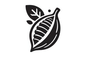 cocoa logo, cocoa bean, cocoa tree, cocoa branches and leaves. Simple illustration of cocoa branch icon vector