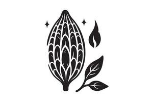 cocoa logo, cocoa bean, cocoa tree, cocoa branches and leaves. Simple illustration of cocoa branch icon vector