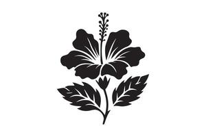 Paradise leaf. Monochrome Hibiscus silhouette vector