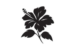 Paradise leaf. Monochrome Hibiscus silhouette vector