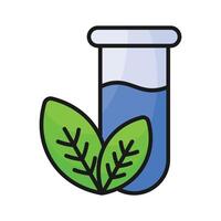 Test tube with herbs, concept icon of herbal medicine vector