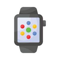 A wristwatch with digital features, smartwatch icon, wearable technology for health tracking, notifications and app vector