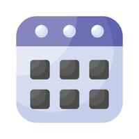 A calendar icon showing scheduling, events, and time management for planning. vector