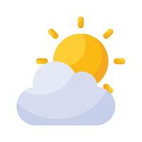 A weather icon represents various atmospheric conditions such as sun, rain, clouds, or snow in a visual format. vector