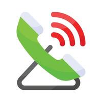 Telephone receiver with wire showing icon of telephone calling, voice communication design vector
