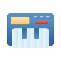 A piano app icon, denoting piano keys or instrument, digital piano playing and music creation. vector