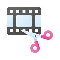 A editing icon represents software features used for cutting, arranging, and enhancing footage. vector