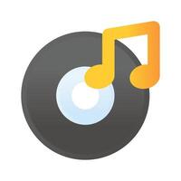 A music app icon showing a digital application used for playing, organizing, and streaming music content vector