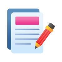 Content writing icon, a pencil with notepad, symbolizes creating engaging and informative digital content vector