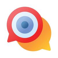 Camera inside chat bubble denoting concept icon of message vector