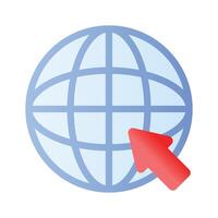 A world globe with arrow denoting concept icon of browser, internet access or web browsing vector