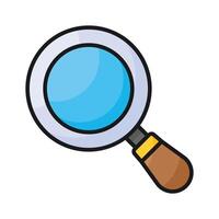 A magnifier icon, magnifying glass denoting search, zoom, and detailed examination functions. vector