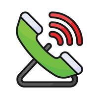 Telephone receiver with wire showing icon of telephone calling, voice communication design vector