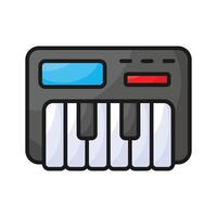 A piano app icon, denoting piano keys or instrument, digital piano playing and music creation. vector