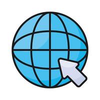 A world globe with arrow denoting concept icon of browser, internet access or web browsing vector