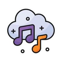 Music notes with cloud denoting concept icon of music app, cloud music design vector