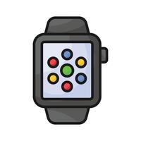 A wristwatch with digital features, smartwatch icon, wearable technology for health tracking, notifications and app vector