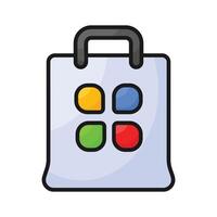 An app store icon shows a digital marketplace for downloading and managing applications vector