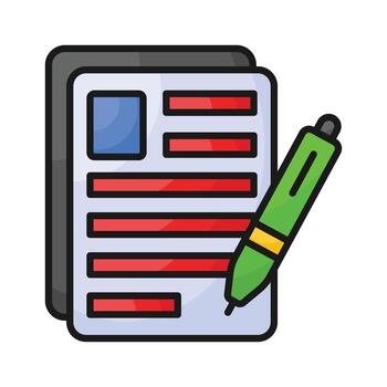 Creatively crafted icon of pages typically used for writing, printing, or documentation purposes vector