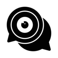 Camera inside chat bubble denoting concept icon of message vector