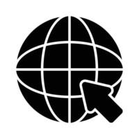 A world globe with arrow denoting concept icon of browser, internet access or web browsing vector