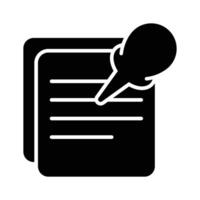 Pin notes icon, featuring a pin or tack, symbolizes reminders, important notes, and memos. vector