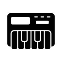 A piano app icon, denoting piano keys or instrument, digital piano playing and music creation. vector