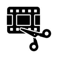 A editing icon represents software features used for cutting, arranging, and enhancing footage. vector