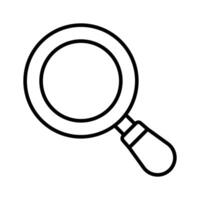 A magnifier icon, magnifying glass denoting search, zoom, and detailed examination functions. vector