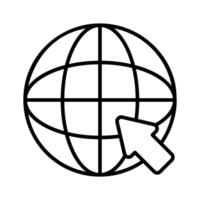 A world globe with arrow denoting concept icon of browser, internet access or web browsing vector