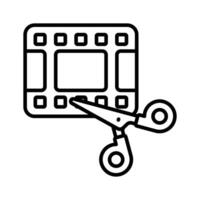 A editing icon represents software features used for cutting, arranging, and enhancing footage. vector