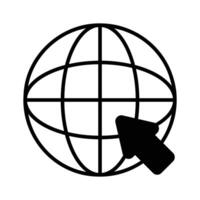 A world globe with arrow denoting concept icon of browser, internet access or web browsing vector