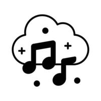 Music notes with cloud denoting concept icon of music app, cloud music design vector