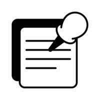 Pin notes icon, featuring a pin or tack, symbolizes reminders, important notes, and memos. vector